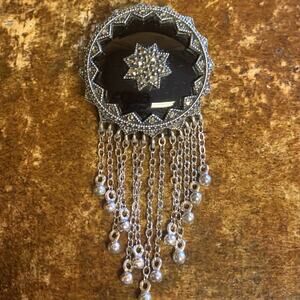 Judith Jack Brooch Sterling Silver, Black Onyx and Marcasite Dangle Vint. & RARE